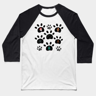 Paw print with Christmas symbols ugly christmas sweater Baseball T-Shirt